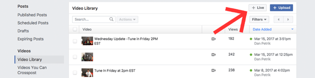 Live Button Scheduling Facebook Live