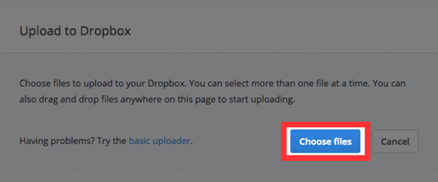 Dropbox Choose file