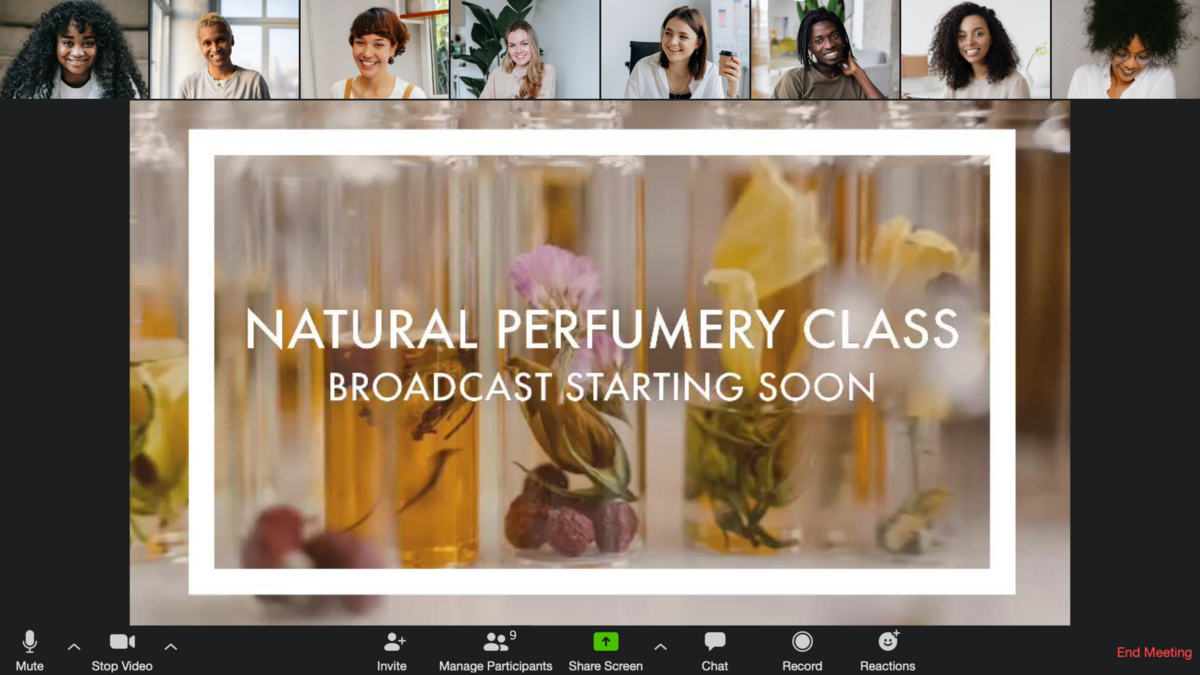 Online virtual perfumery class on zoom for corporate event
