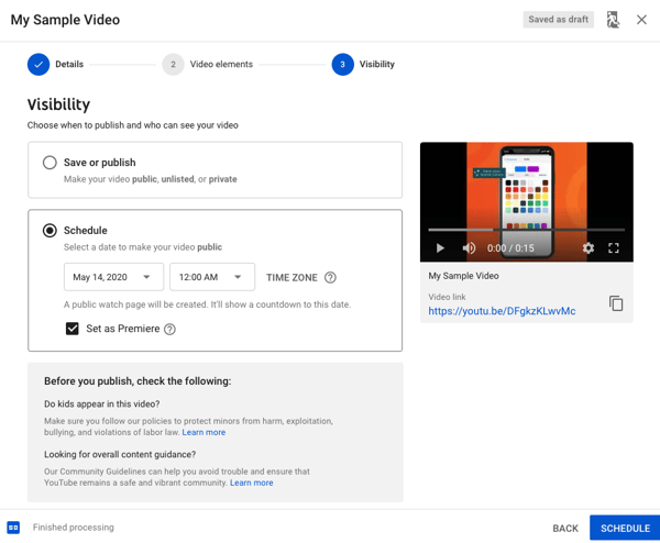 How to schedule a YouTube Premiere